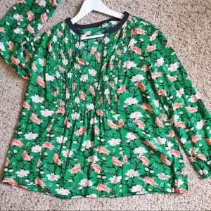 Lovely Green Flower Print Blouse